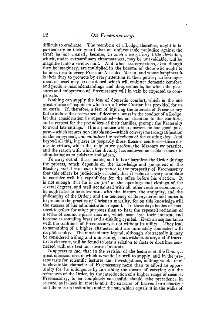 The Freemasons' Quarterly Review: 1846-03-31 - On Freemasonry.