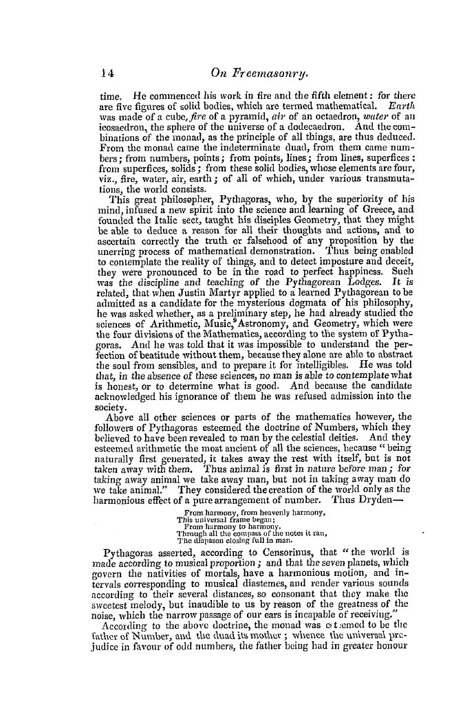 The Freemasons' Quarterly Review: 1846-03-31 - On Freemasonry.