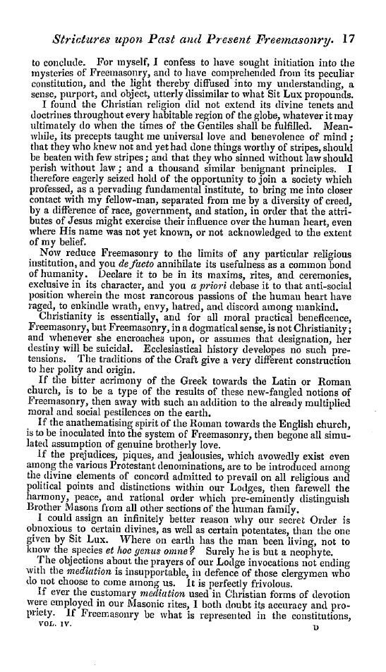 The Freemasons' Quarterly Review: 1846-03-31 - Strictures Upon Past And Present Freemasonry By Sit Lux.