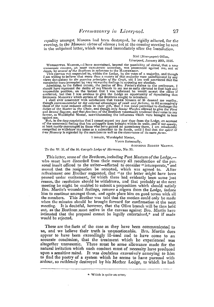 The Freemasons' Quarterly Review: 1846-03-31 - Freemasonry In Liverpool.