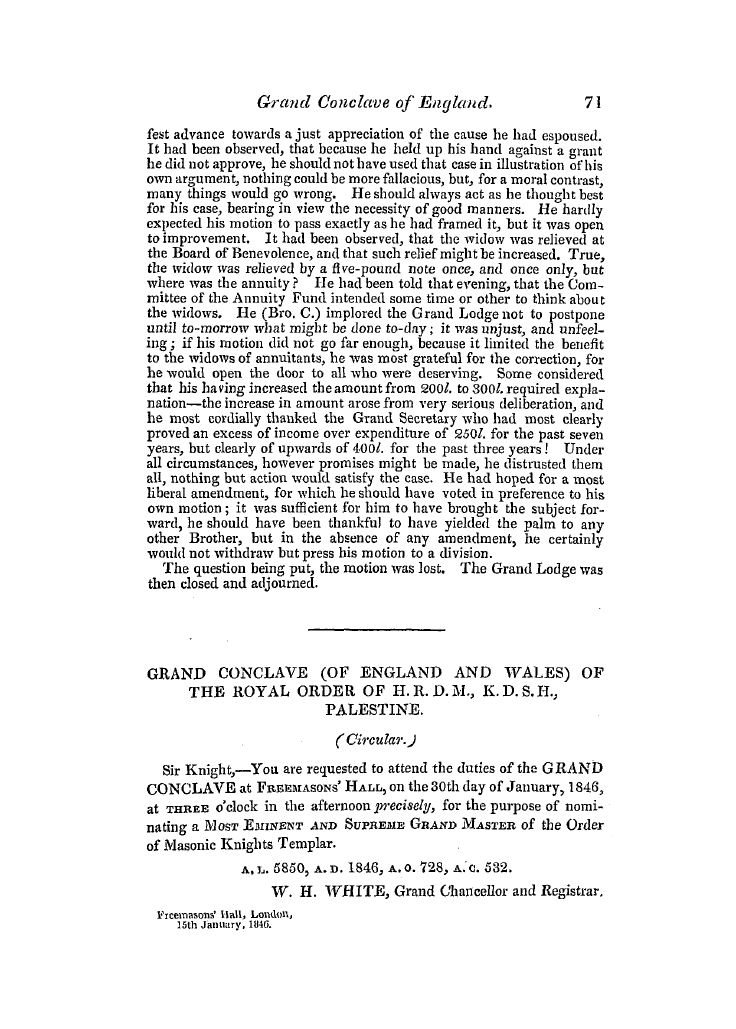 The Freemasons' Quarterly Review: 1846-03-31 - Quarterly Communication.