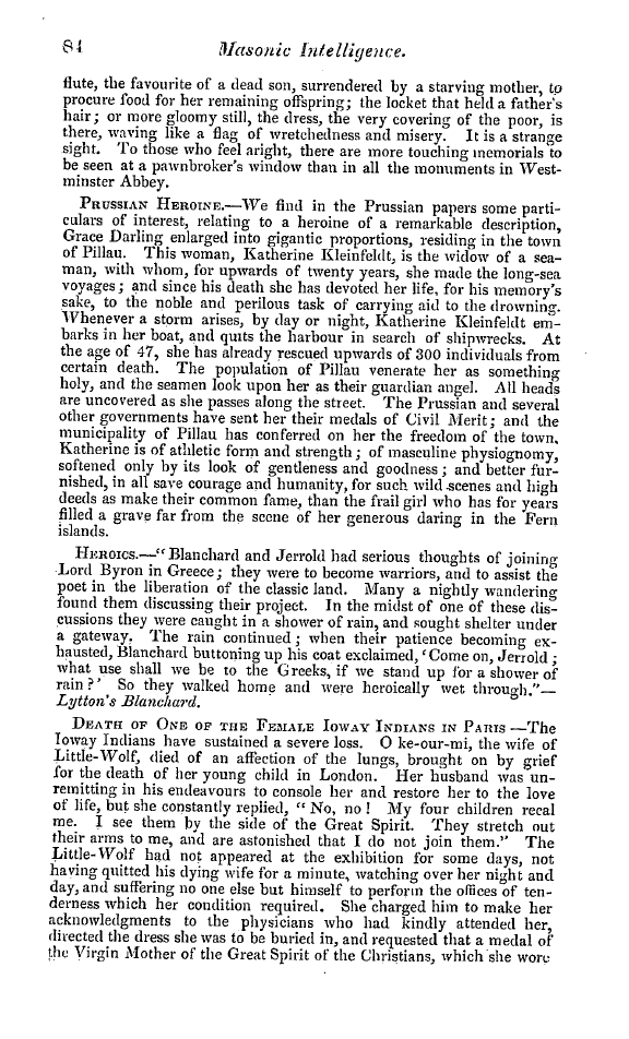 The Freemasons' Quarterly Review: 1846-03-31 - Chit Chat.