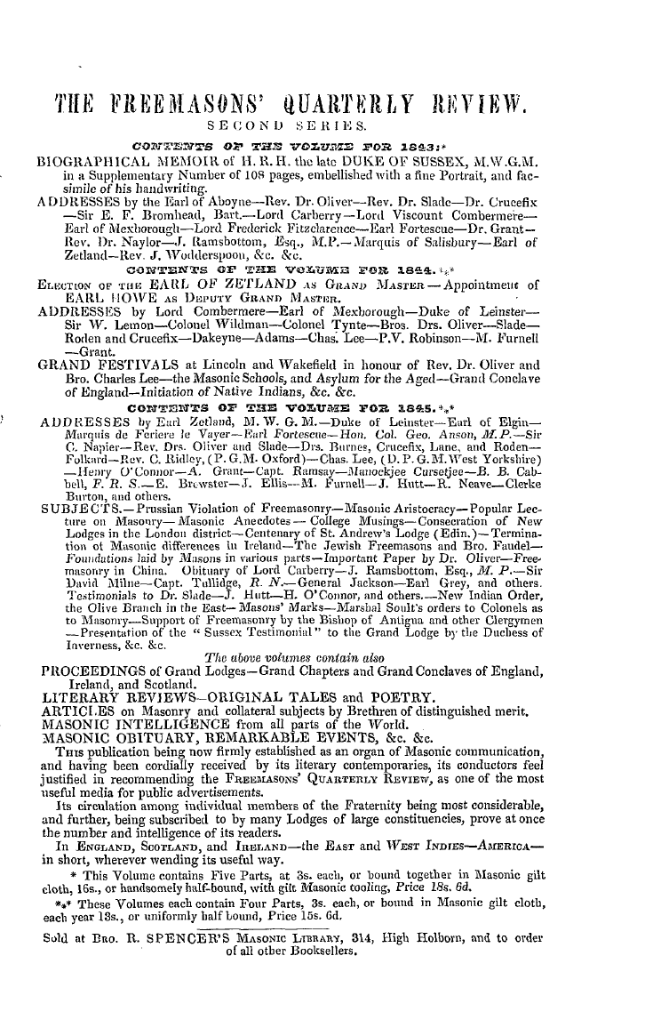 The Freemasons' Quarterly Review: 1846-03-31 - The Freemasons' Quarterly Reviews.