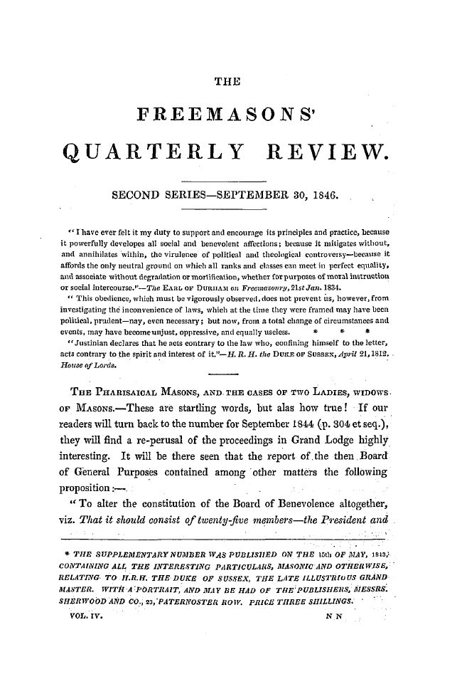 The Freemasons' Quarterly Review