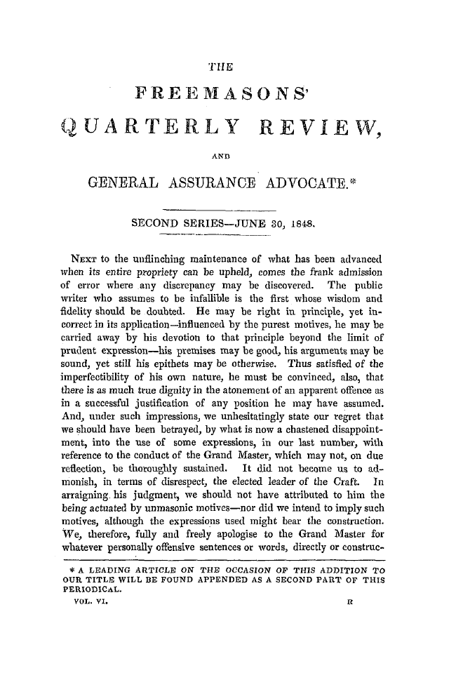 The Freemasons' Quarterly Review