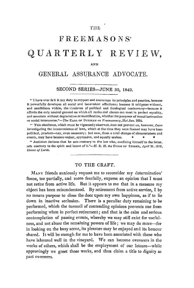 The Freemasons' Quarterly Review