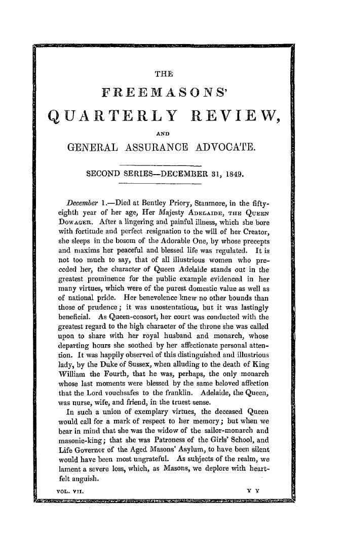 The Freemasons' Quarterly Review