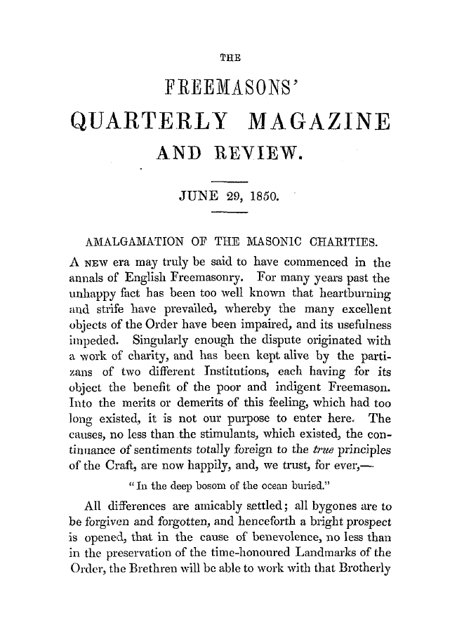 The Freemasons' Quarterly Review