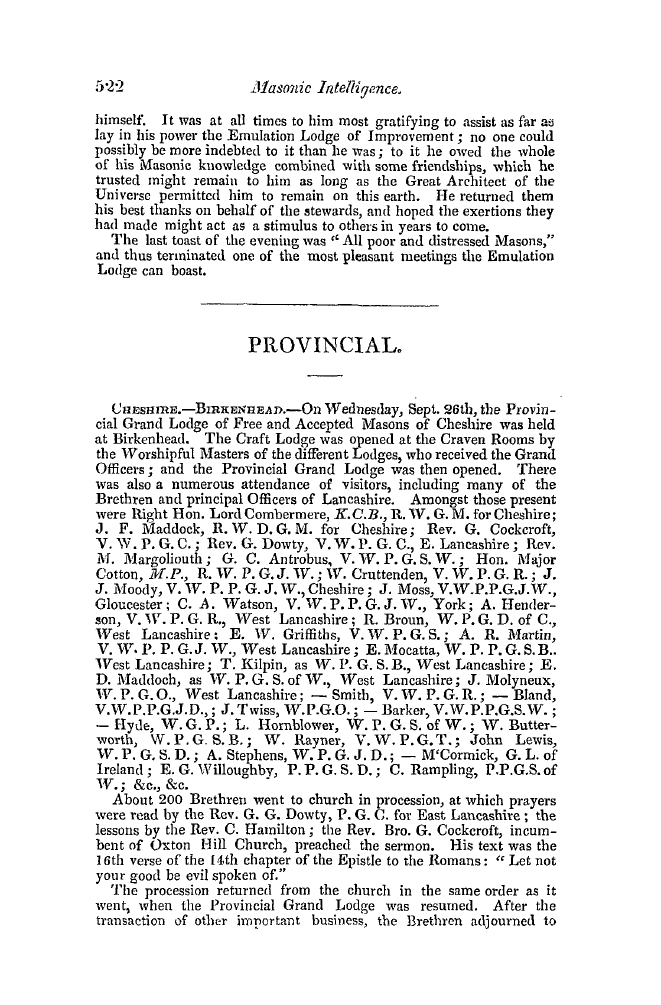 The Freemasons' Quarterly Review: 1850-12-31 - Provincial.