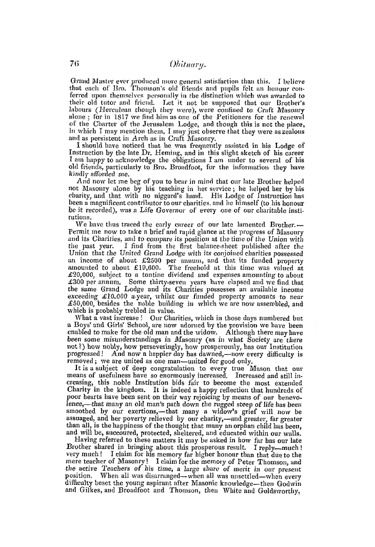 The Freemasons' Quarterly Review: 1851-03-31 - Obituary.