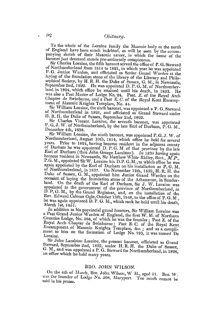 The Freemasons' Quarterly Review: 1851-03-31 - Obituary.