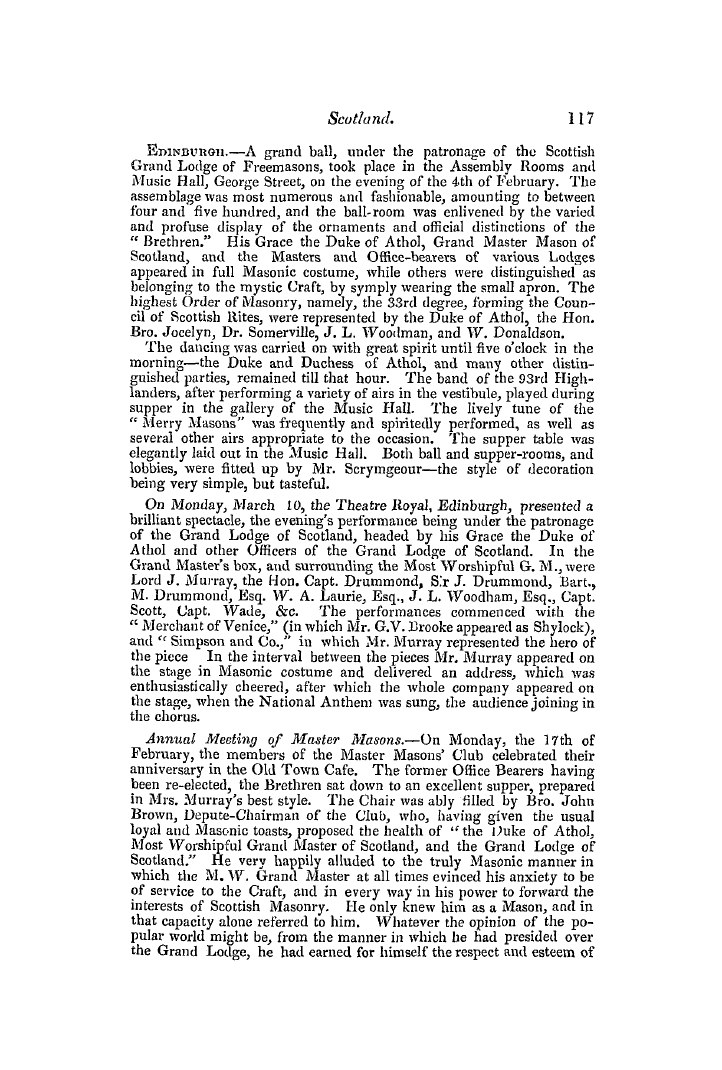 The Freemasons' Quarterly Review: 1851-03-31 - Scotland.