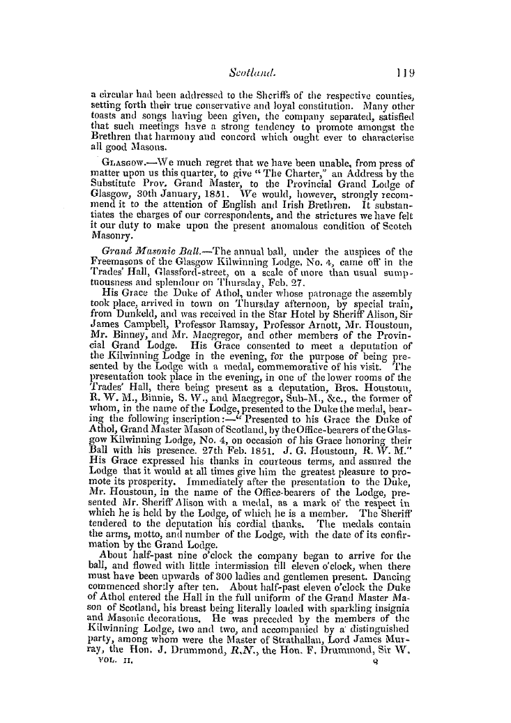 The Freemasons' Quarterly Review: 1851-03-31 - Scotland.