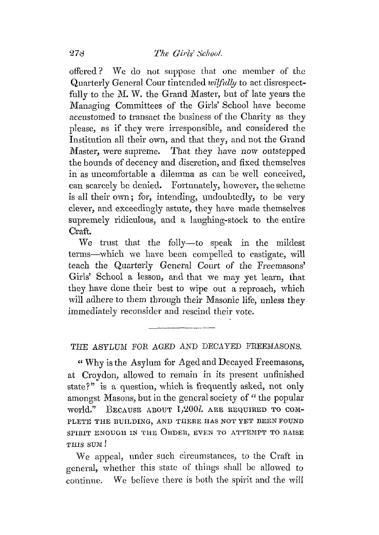 The Freemasons' Quarterly Review: 1851-09-30 - The Asylum For Aged And Decayed Freemasons.