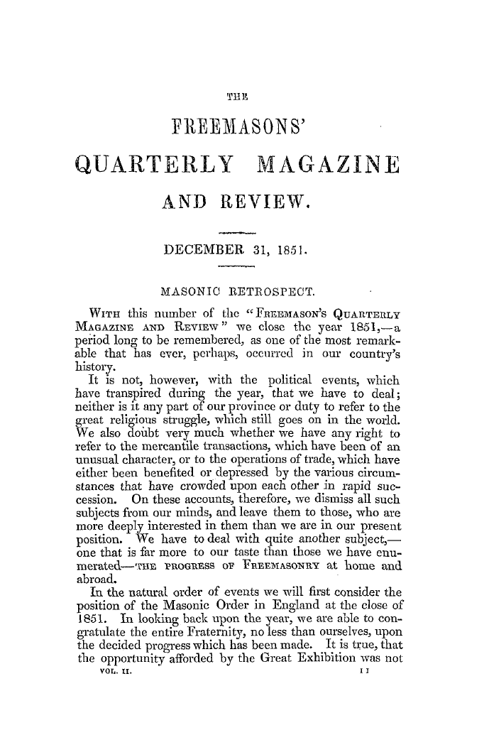 The Freemasons' Quarterly Review