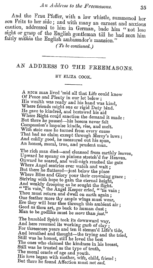 The Freemasons' Quarterly Review: 1852-03-31 - "Its Precepts Are Eternal;" Or , The Practice Of A Freemason's Daughter.