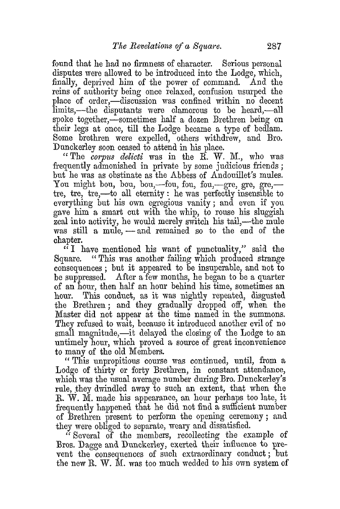 The Freemasons' Quarterly Review: 1852-09-30 - The Revelations Of A Square.