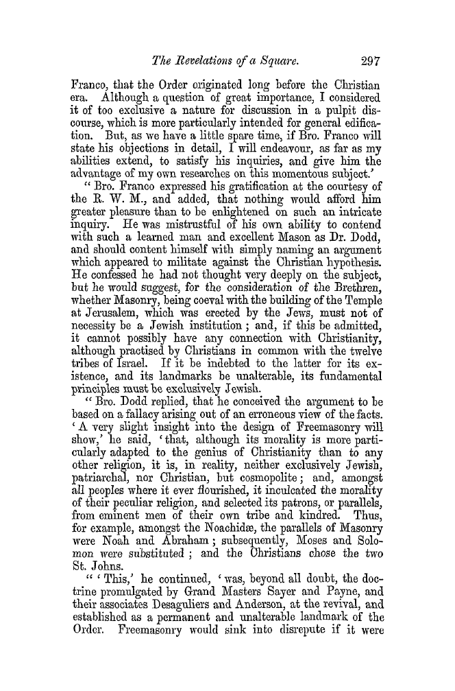 The Freemasons' Quarterly Review: 1852-09-30 - The Revelations Of A Square.