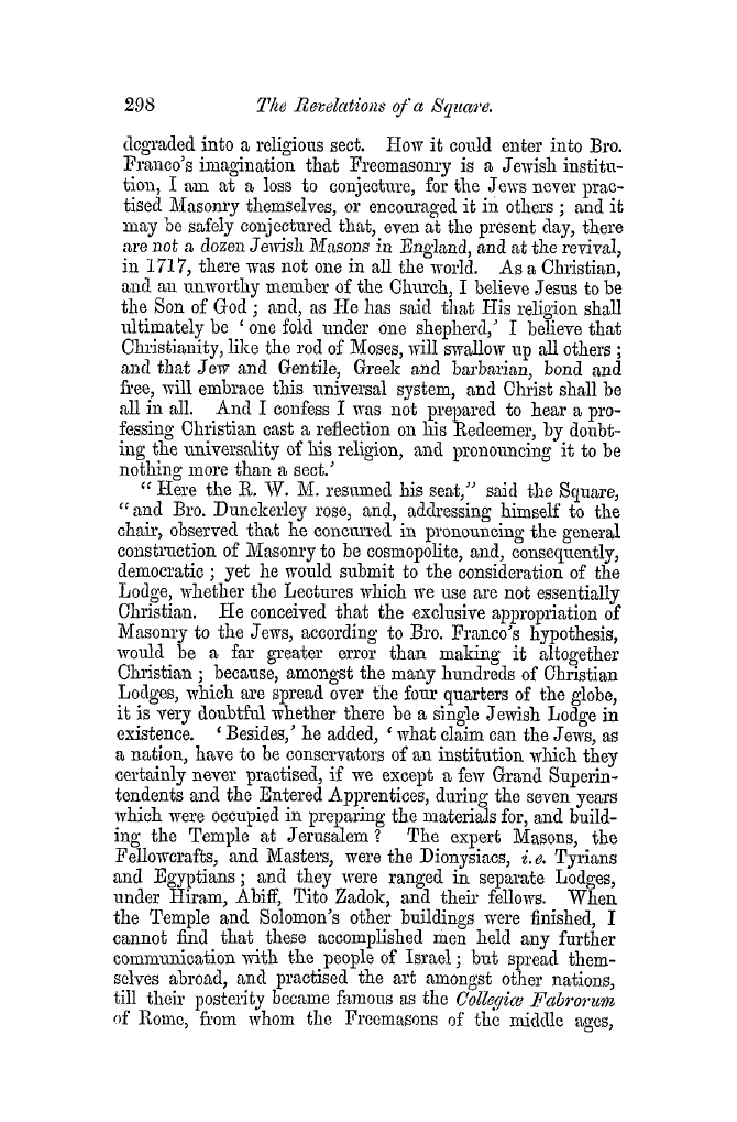 The Freemasons' Quarterly Review: 1852-09-30 - The Revelations Of A Square.