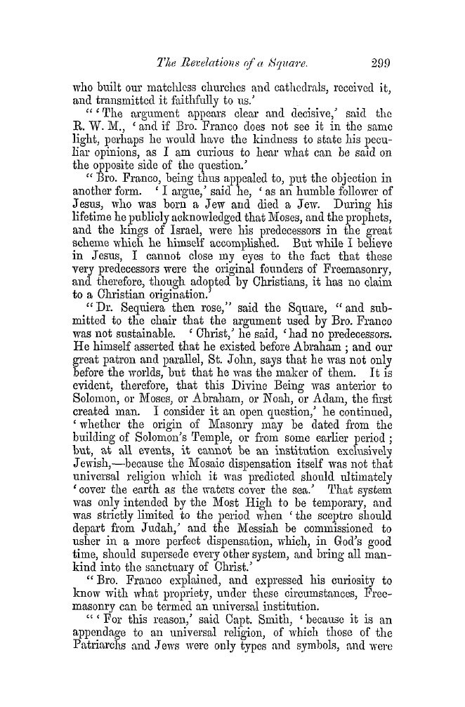 The Freemasons' Quarterly Review: 1852-09-30 - The Revelations Of A Square.