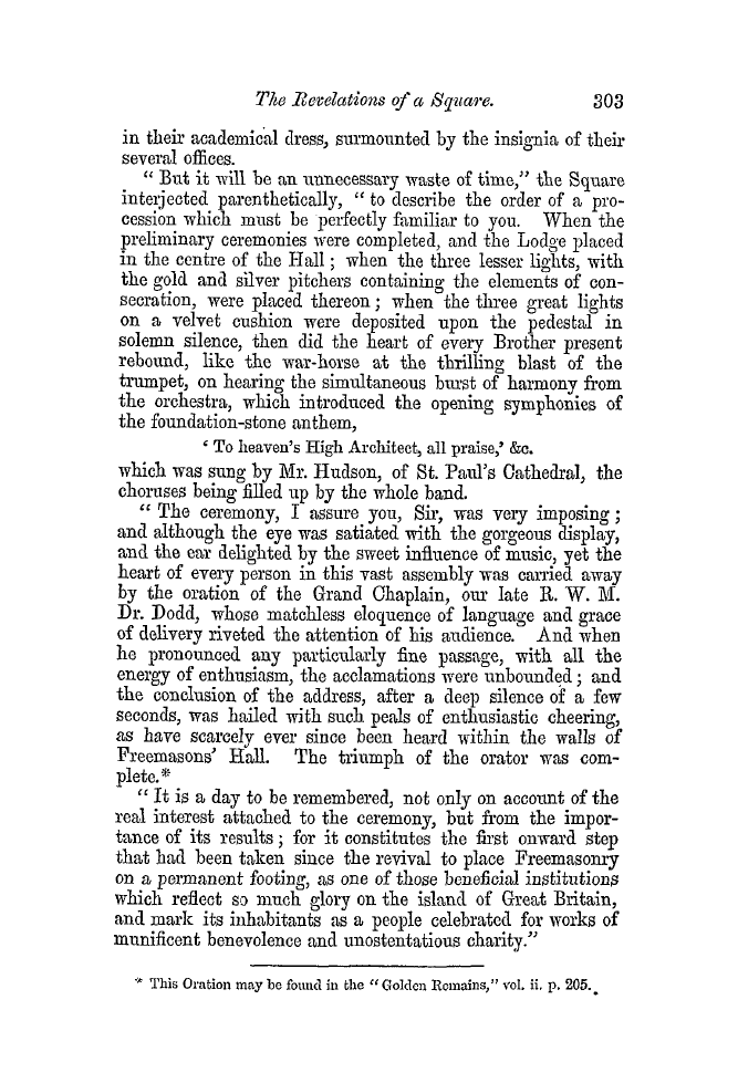 The Freemasons' Quarterly Review: 1852-09-30 - The Revelations Of A Square.