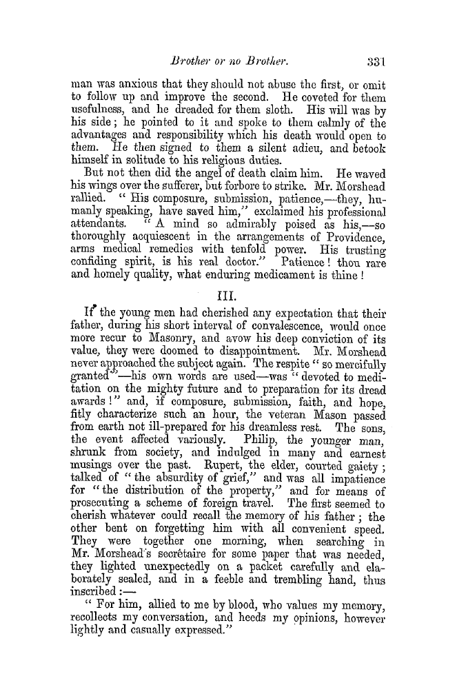 The Freemasons' Quarterly Review: 1852-09-30 - Brother Or No Brother; Or, Which Was The Wiser ?