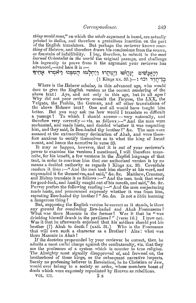 The Freemasons' Quarterly Review: 1852-09-30 - Correspondence.