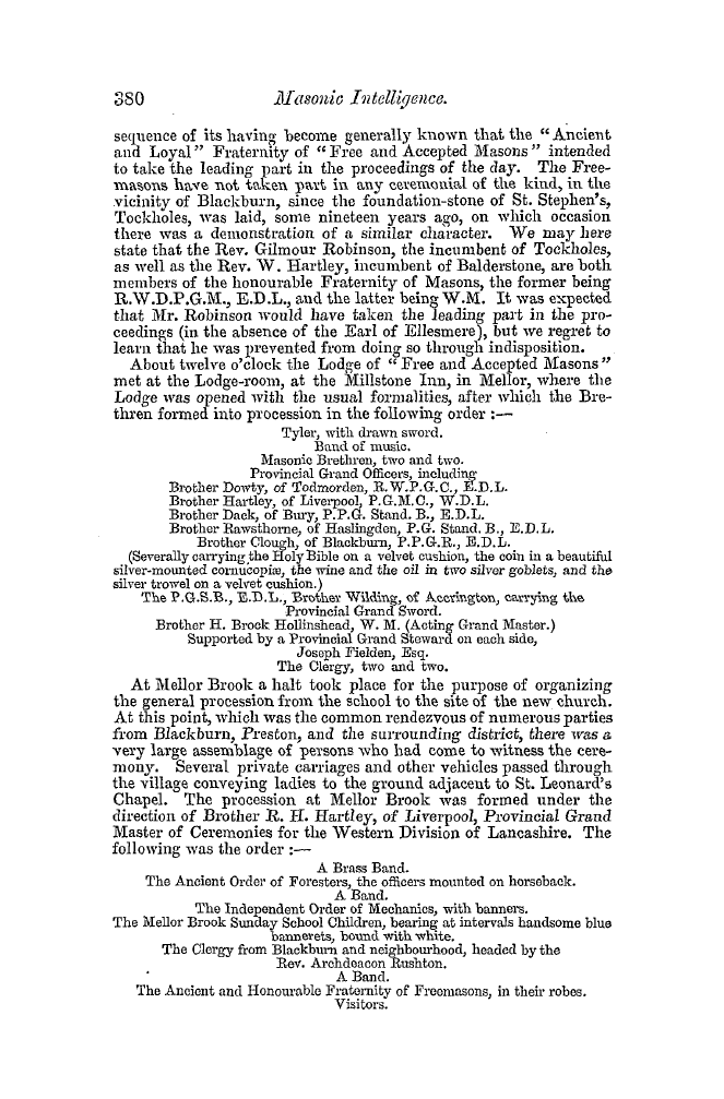 The Freemasons' Quarterly Review: 1852-09-30 - Provincial.