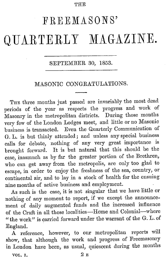 The Freemasons' Quarterly Review