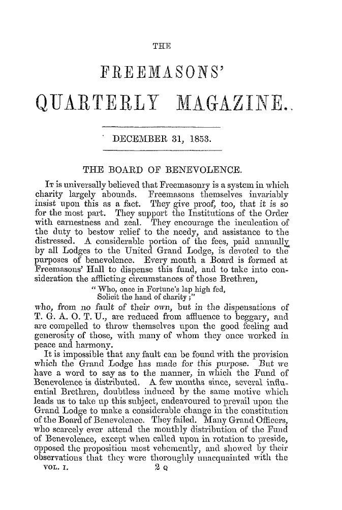 The Freemasons' Quarterly Review