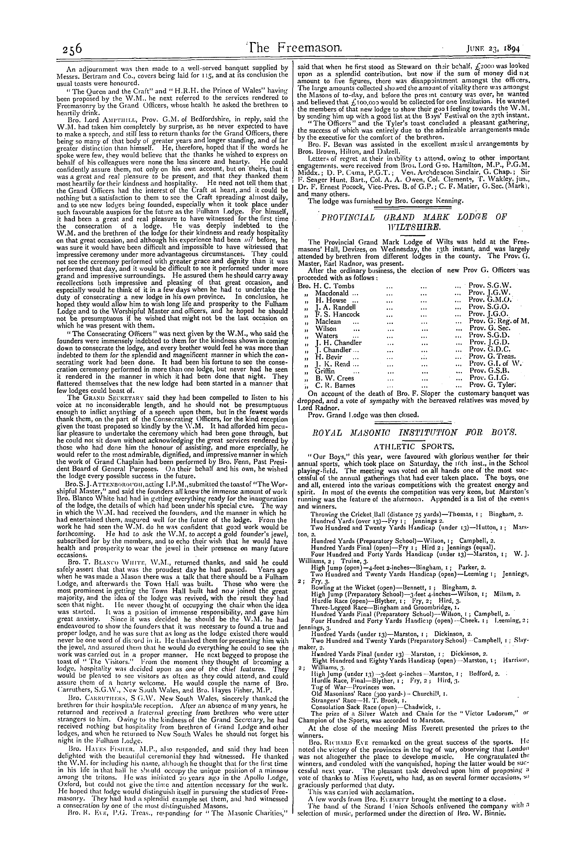 The Freemason: 1894-06-23 - Royal Masonic Institution For Boys.