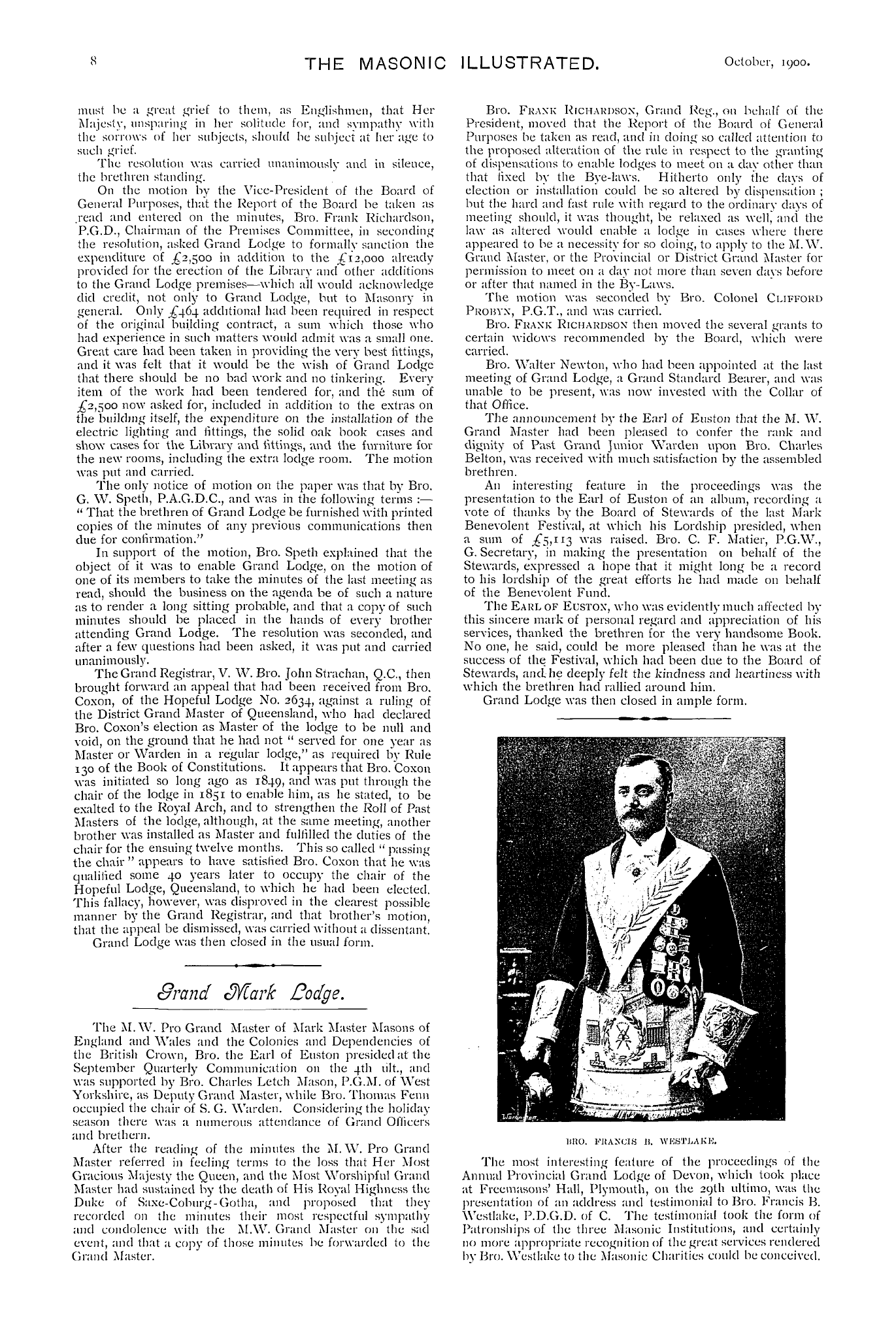 The Masonic Illustrated: 1900-10-01 - United Grand Lodge Of England.