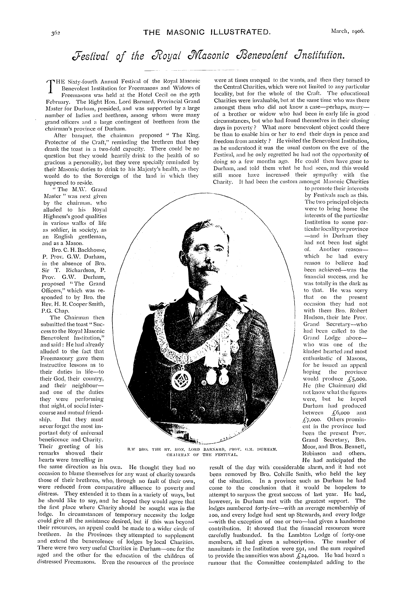 The Masonic Illustrated: 1906-03-01 - Festival Of The Royal Masonic Benevolent Institution.