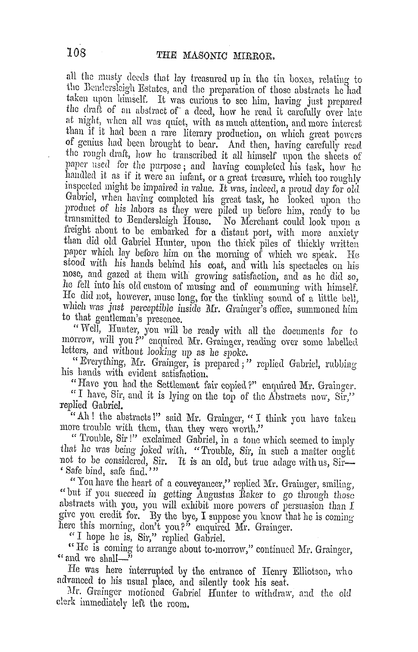 The Masonic Mirror: 1855-01-01 - The Heir Of Bendersleigh; Or, The Freemason's Promise.