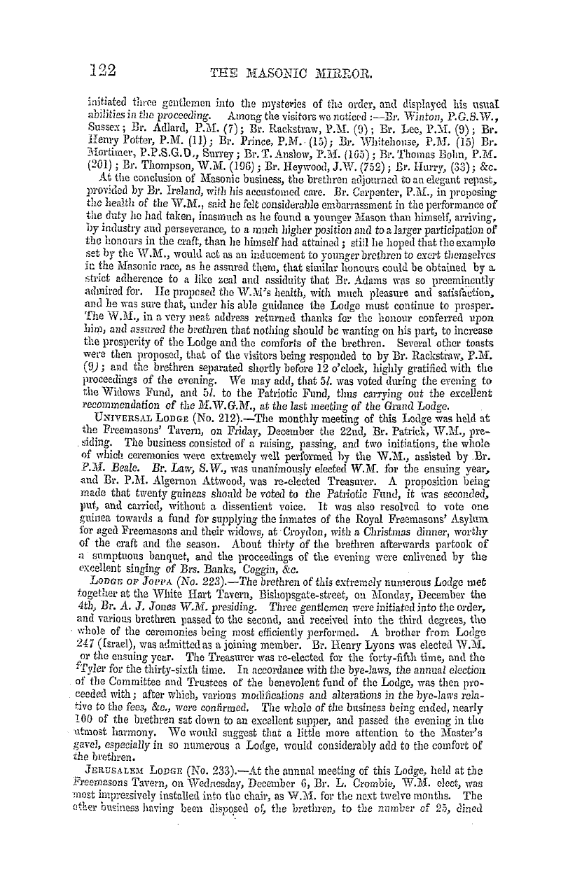 The Masonic Mirror: 1855-01-01 - Masonic Intelligence.