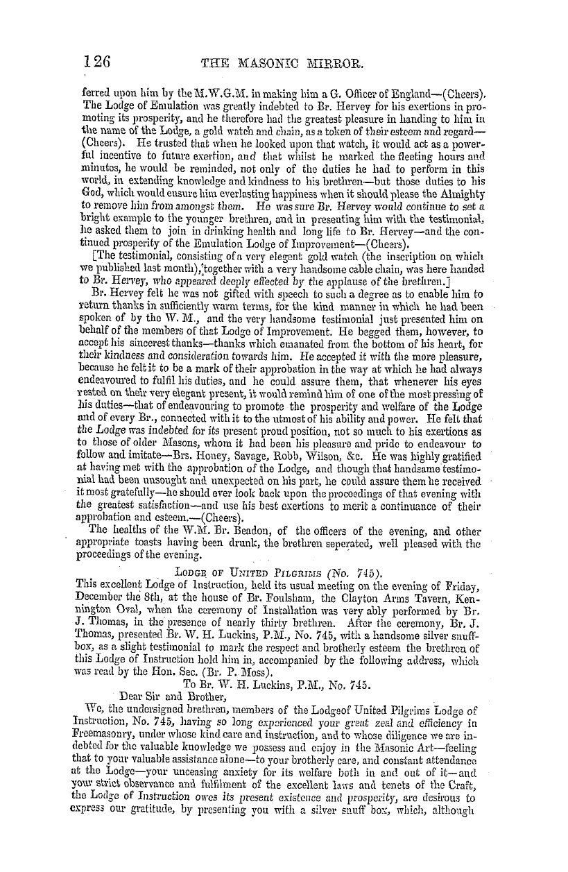 The Masonic Mirror: 1855-01-01 - Masonic Intelligence.