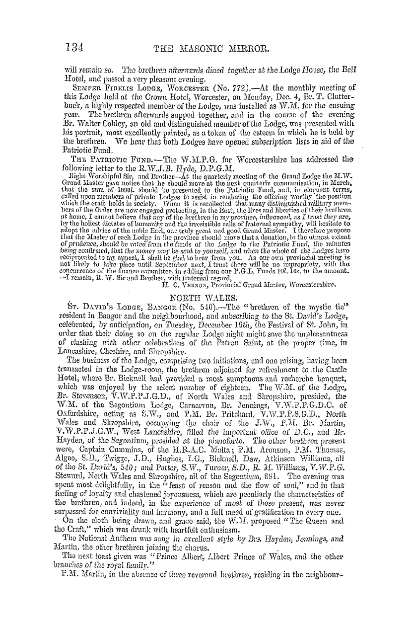 The Masonic Mirror: 1855-01-01 - Masonic Intelligence.