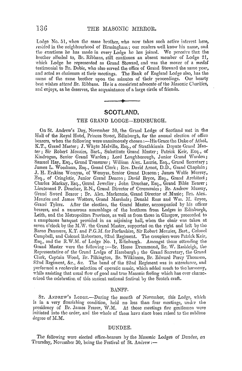 The Masonic Mirror: 1855-01-01 - Masonic Intelligence.