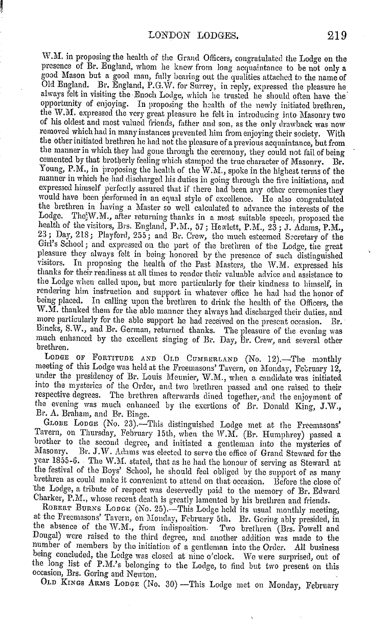 The Masonic Mirror: 1855-03-01 - New Provincial Grand Masters.