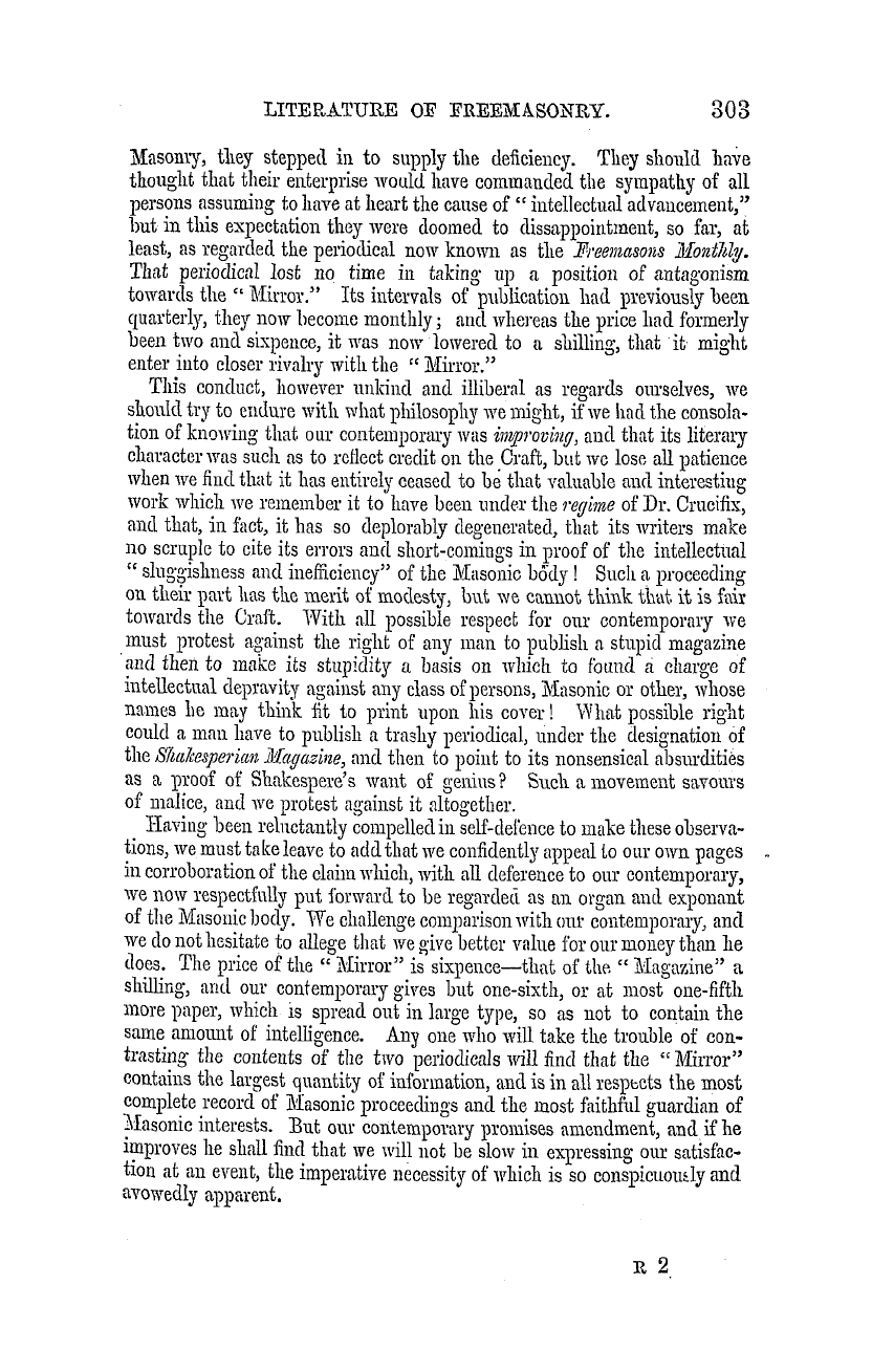 The Masonic Mirror: 1855-05-01 - The Literature Of Freemasonry.