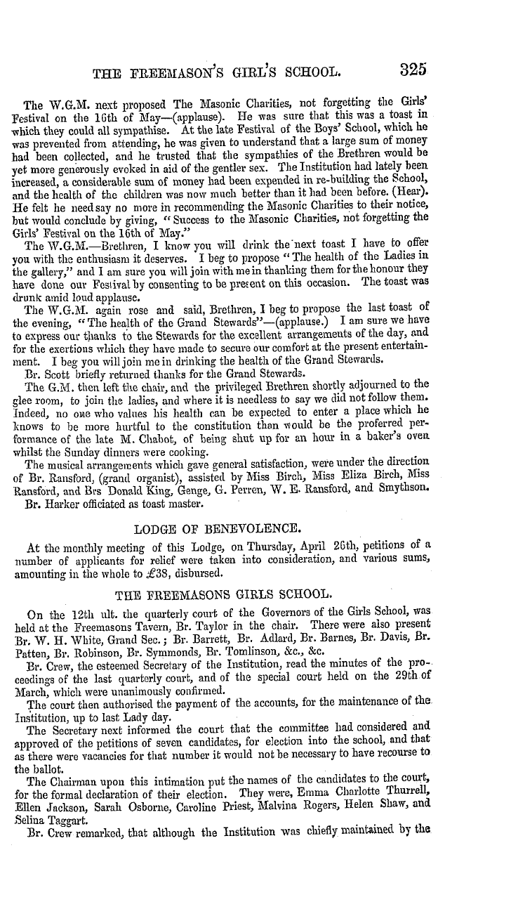 The Masonic Mirror: 1855-05-01 - Masonic Intelligence.