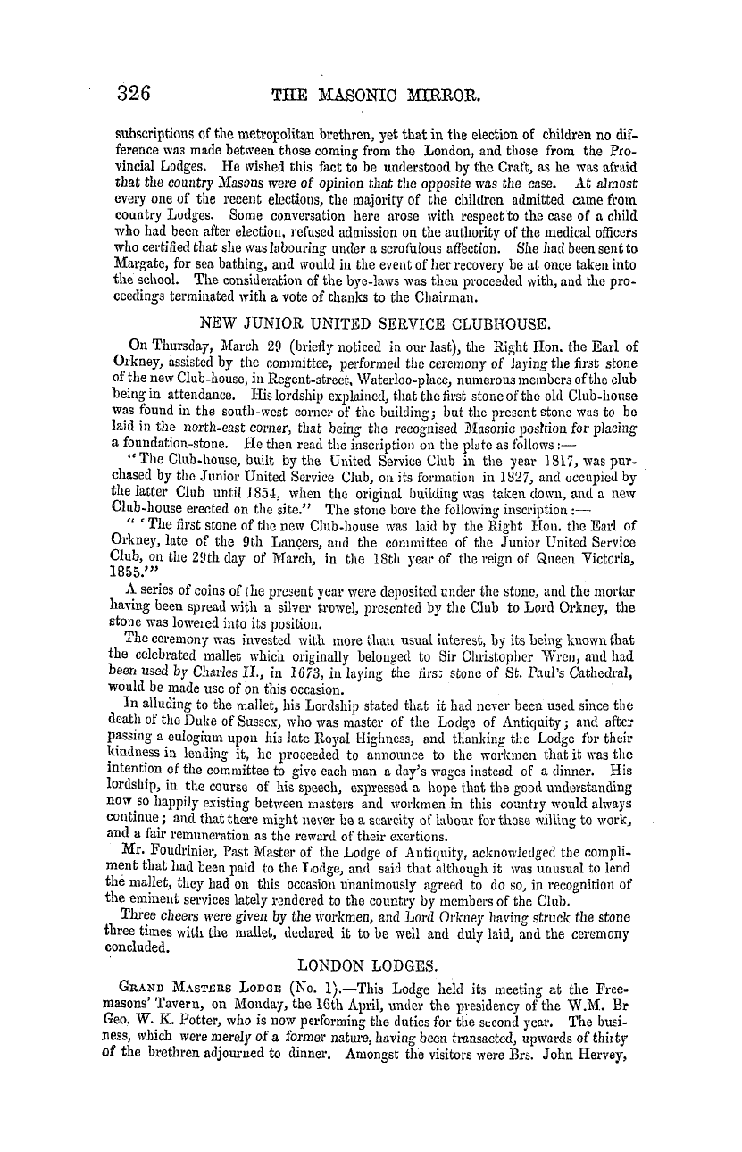 The Masonic Mirror: 1855-05-01 - Masonic Intelligence.