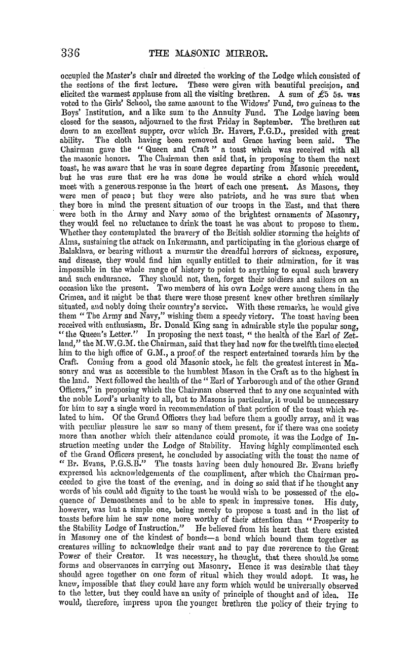 The Masonic Mirror: 1855-05-01 - Masonic Intelligence.