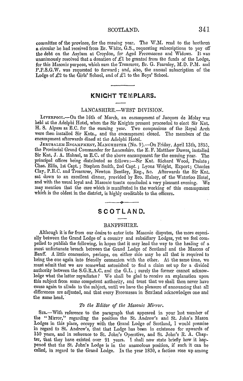 The Masonic Mirror: 1855-05-01 - Provincial Lodges.