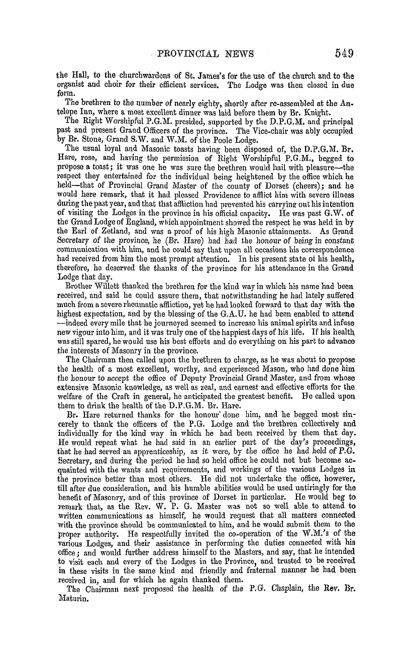 The Masonic Mirror: 1855-09-01 - Provincial Lodges.