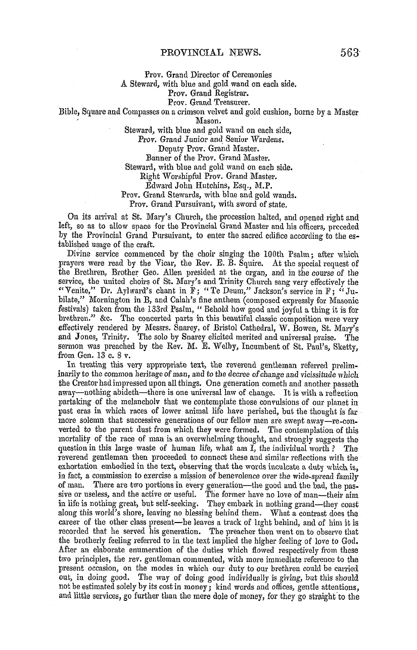 The Masonic Mirror: 1855-09-01 - Provincial Lodges.