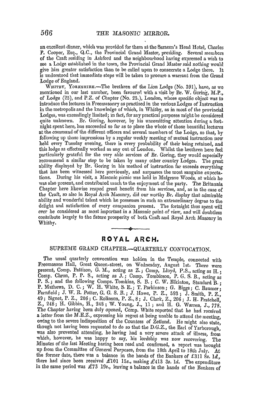 The Masonic Mirror: 1855-09-01 - Provincial Lodges.