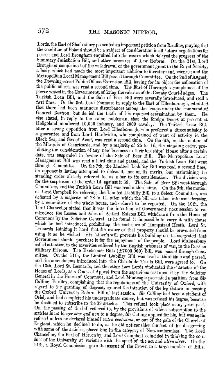 The Masonic Mirror: 1855-09-01 - Summary Of News For August.