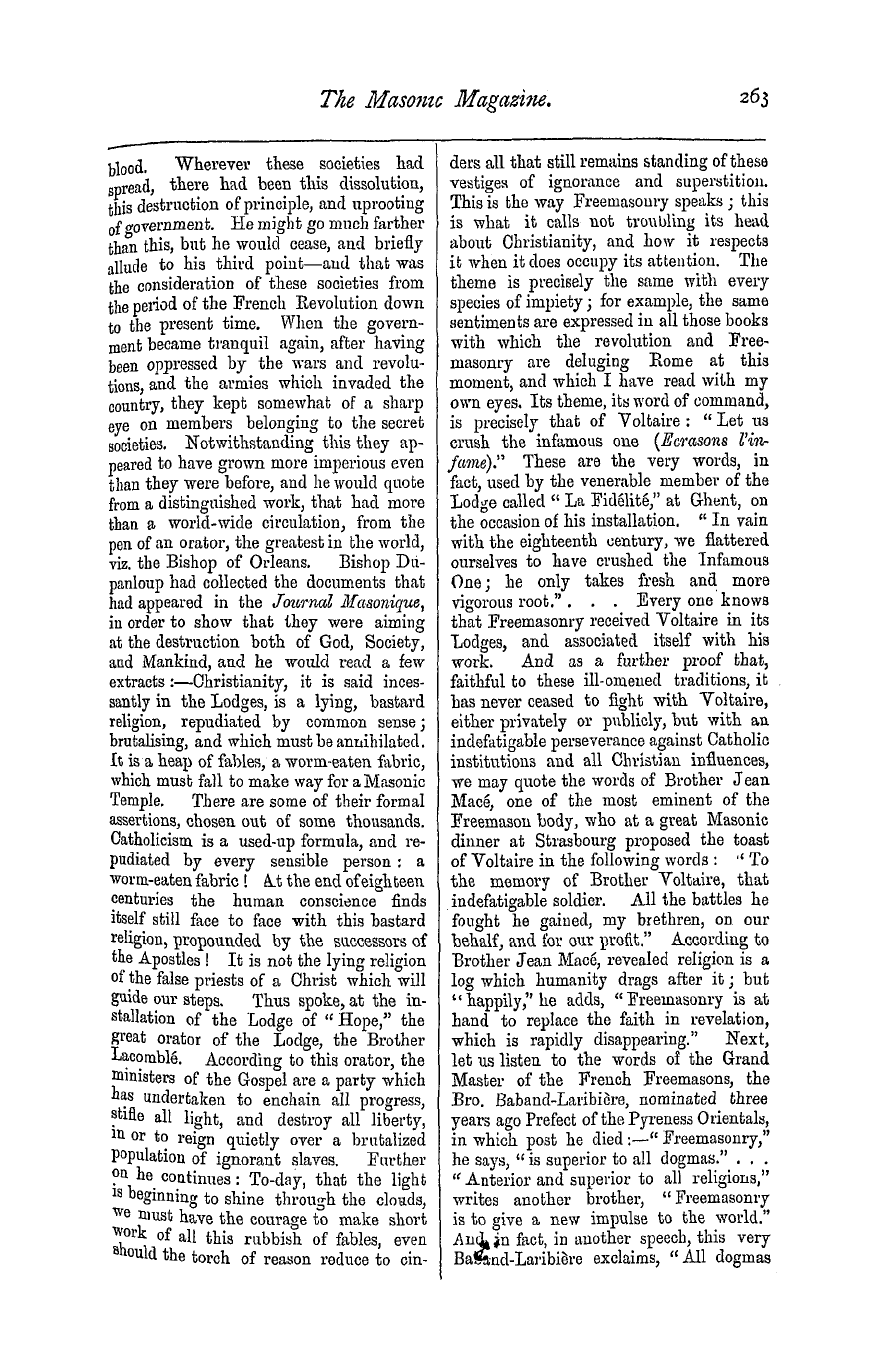 The Masonic Magazine: 1876-12-01 - Father Foy On Secret Societies.