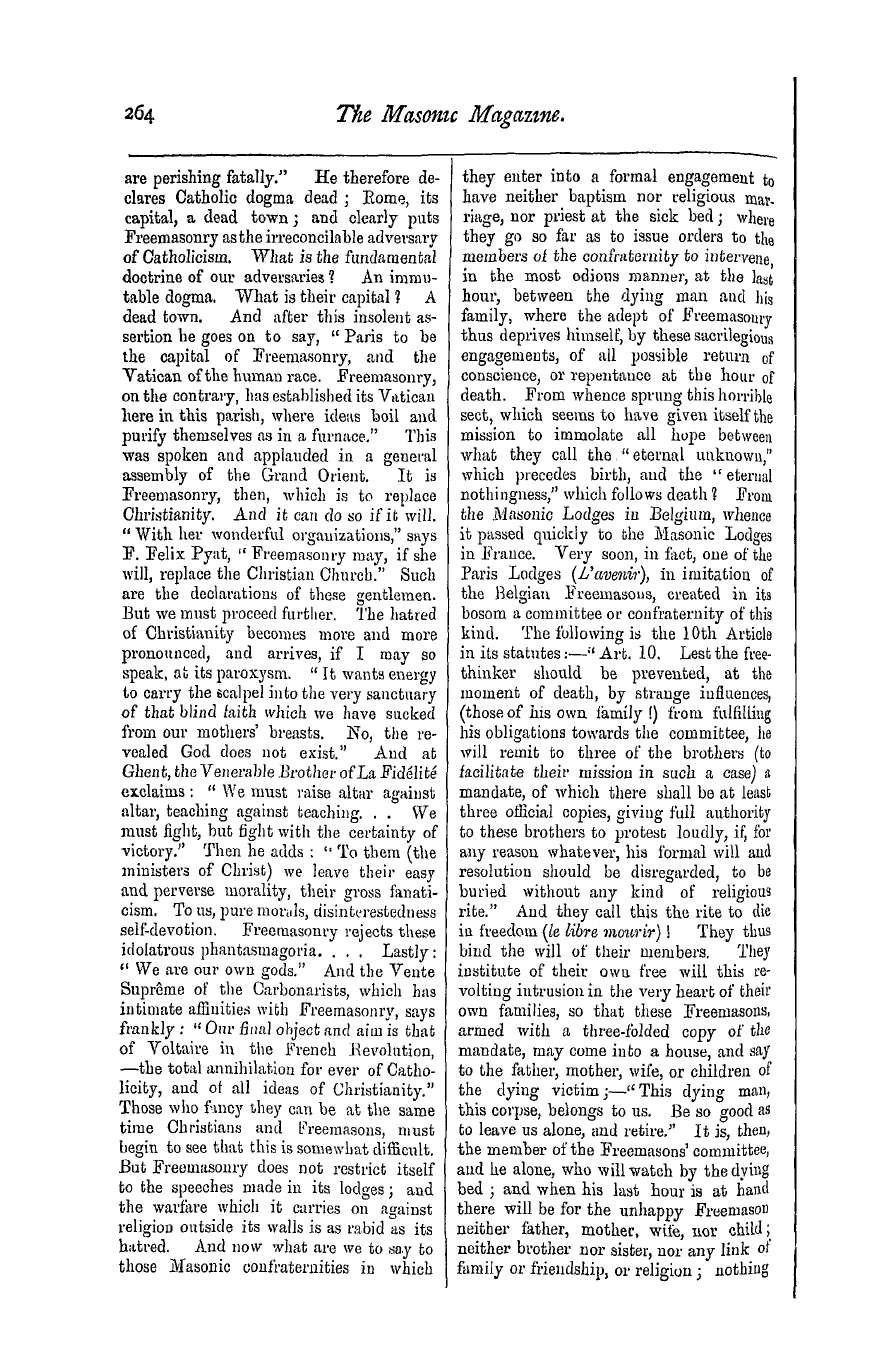 The Masonic Magazine: 1876-12-01 - Father Foy On Secret Societies.